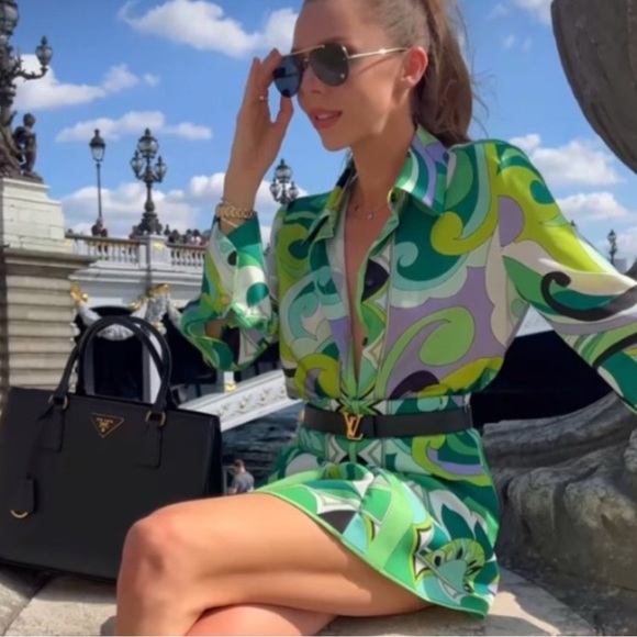 Zara Vibrant Green Patterned button down Shirt sz XS nwot , 012 - Picture 4 of 7